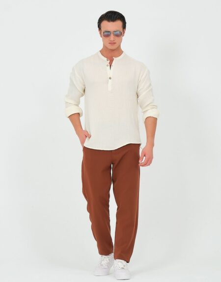 Muška košulja sa ruskom kragnom od muslina