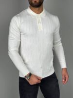 Muški džemper sa dugmićima bela D8130 - Slika 2