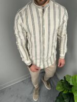 Muška lanena košulja na pruge K3549 - Slika 8