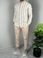 Muška lanena košulja na pruge K3549 - Slika 6