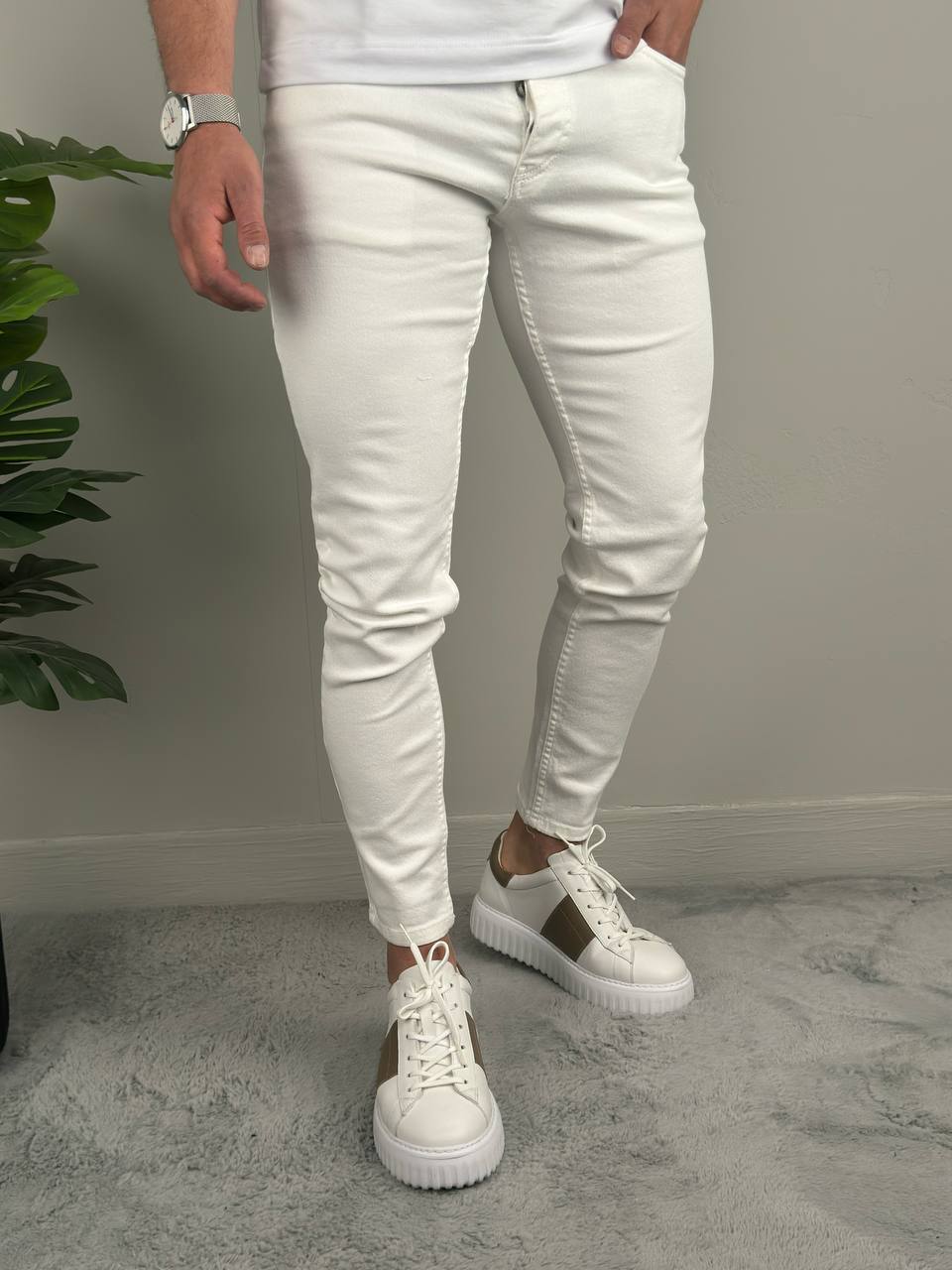 5895661247867769011 Muške Bele Farmerke F1064-02 - Slika 1