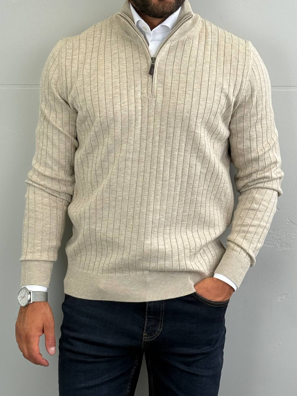elegantni-muski-dzemper-sa-zipom-bez-boja-100-pamuk-d4786-slika-1 Muški džemper sa zipom - Slika 1