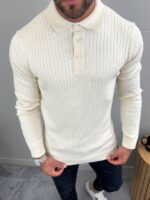 Muški polo džemper u bež boji od 100% pamuka,