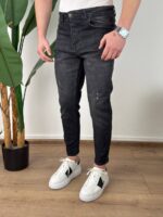 Klasične muške farmerke crne F3301 detalj struka i pojasnih alki